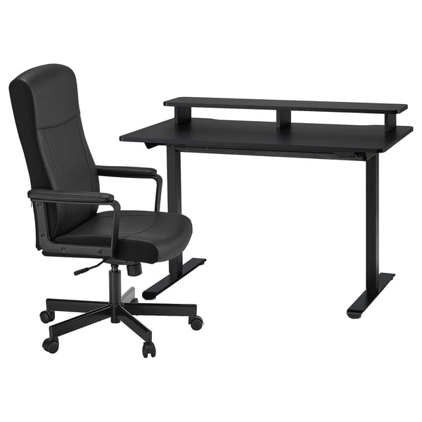 TRAVSPORT / MILLBERGET Desk and chair, electric black