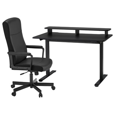 TRAVSPORT / MILLBERGET Desk and chair, electric black