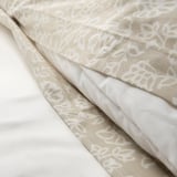 TRINDSTARR Duvet cover and 2 pillowcases, beige/white, 240x220/50x80 cm
