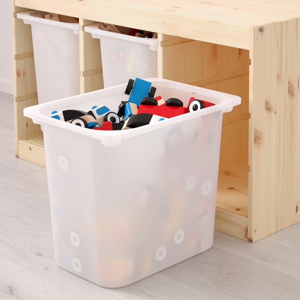 TROFAST Storage combination with boxes, light white stained pine/white, 93x44x52 cm