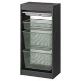TROFAST Storage combination with boxes/tray, grey grey/light green-grey, 46x30x94 cm