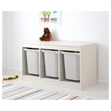 TROFAST Storage combination with boxes, white/white, 99x44x56 cm