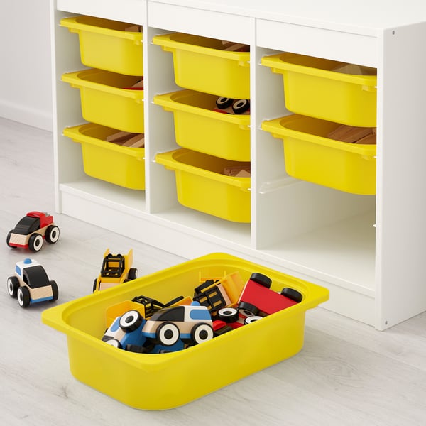 TROFAST Storage combination with boxes - white, yellow - IKEA