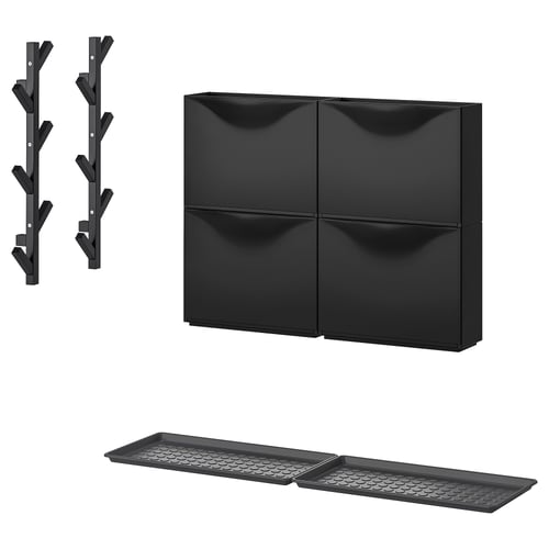 TRONES / BAGGMUCK Hallway furniture, set of 6 black/grey IKEA