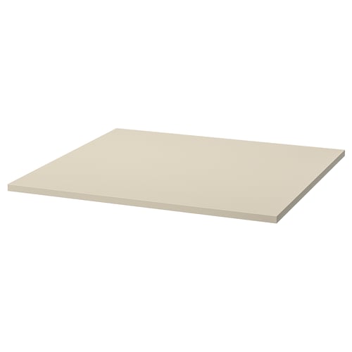 A TROTTEN table top in beige, made of melamine and particleboard.