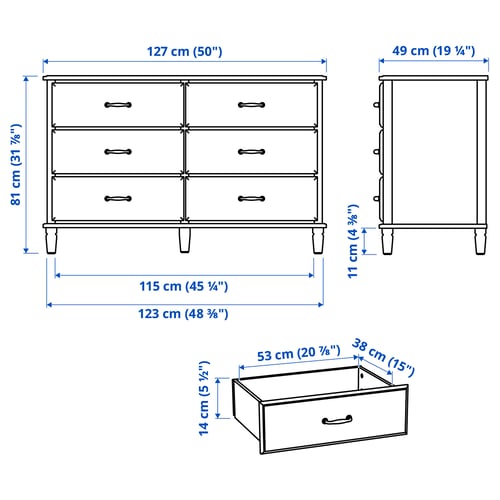 Illustration with measurements for the product: TYSSEDAL.