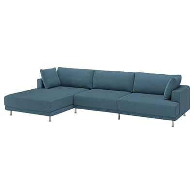 UPPÅKRA 4,5-seat modular sofa, with chaise longue, left/Axvall dark grey-blue