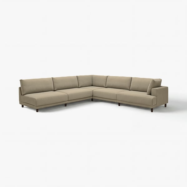 The UPPÅKRA sofa, a beige-colored, modular sectional with a modern design and comfortable cushions.