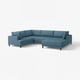 Light blue UPPÅKRA sectional sofa, modern design with square cushions, wooden legs.