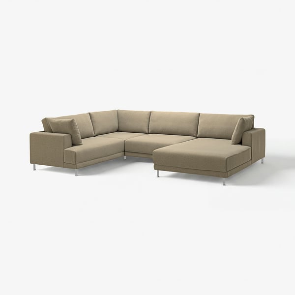 UPPÅKRA sectional sofa, light beige, fabric, l-shape, modern design.