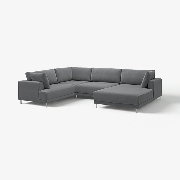 Modern grey UPPÅKRA sectional sofa, clean design, chunky cushions, chrome legs.
