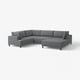Modern grey UPPÅKRA l-shaped sectional sofa with wooden legs and boxy design.