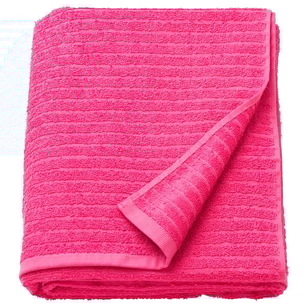 VÅGSJÖN Bath sheet, bright pink, 100x150 cm
