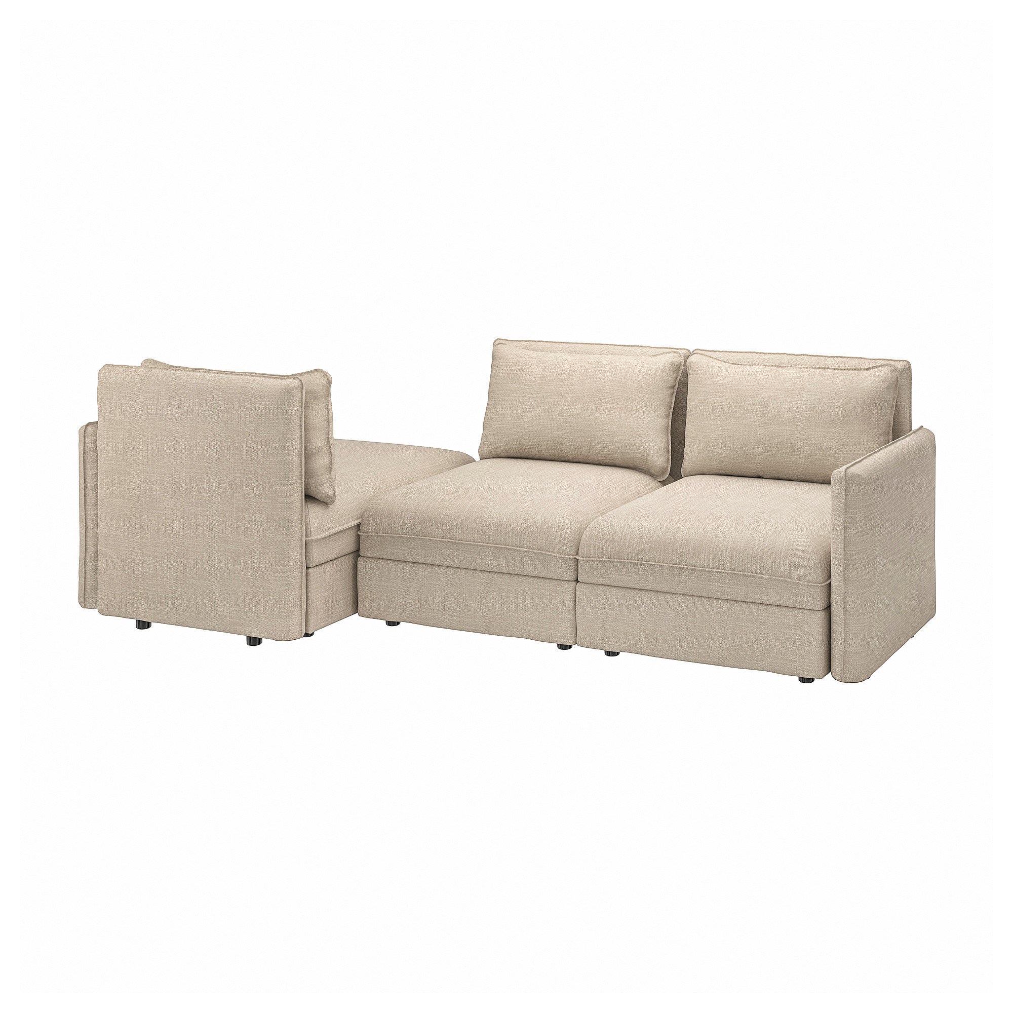 VALLENTUNA 3seat modular sofa with sofabed with storage Hillared