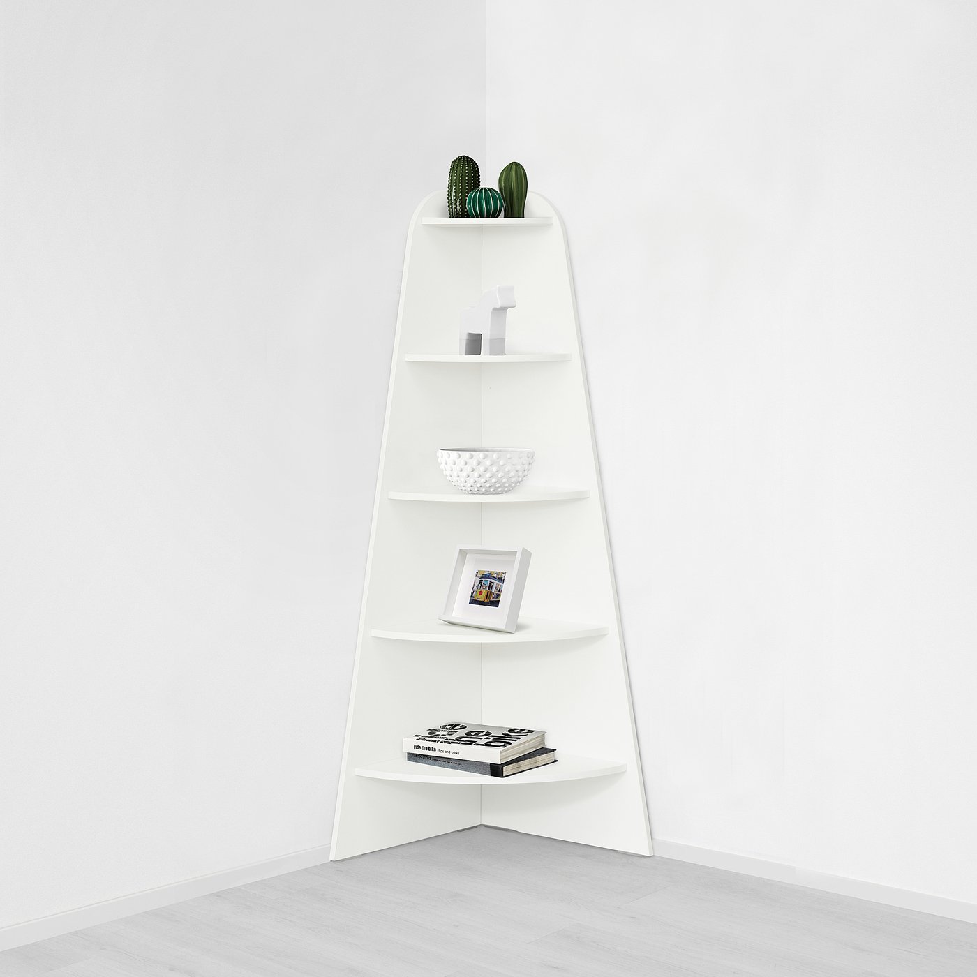 VARBY corner shelf unit, white, 53x155 cm - IKEA