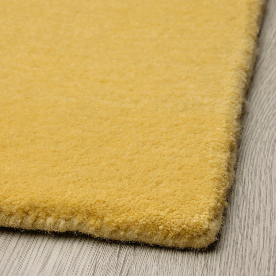 VARMBLIXT rug, low pile, handmade/yellow, 100x180 cm IKEA