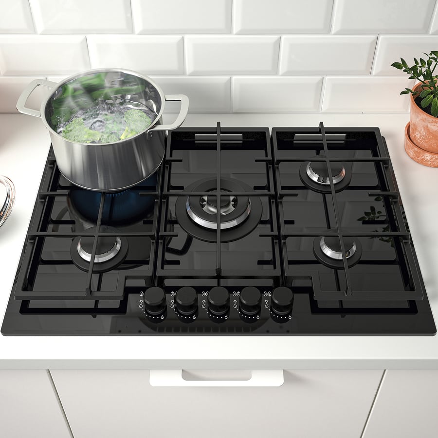 VASASTAN gas hob, IKEA 700 glass/black, 74 cm IKEA