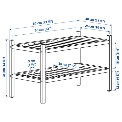 VASSKÄR Shoe rack, bamboo, 60 cm