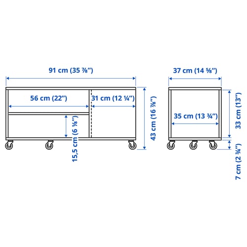 Illustration with measurements for the product: VIHALS.