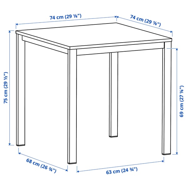 VIHALS / VIHALS Table and 2 chairs, white white/white, 74x74 cm