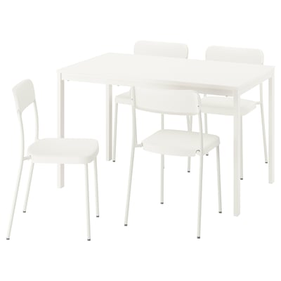 VIHALS / VIHALS Table and 4 chairs, white/white, 120/180x74 cm