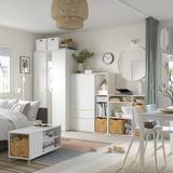 VIHALS Wardrobe combination, white/mirror glass, 305x57x200 cm