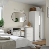 VIHALS Wardrobe combination, white/mirror glass, 270x57x200 cm