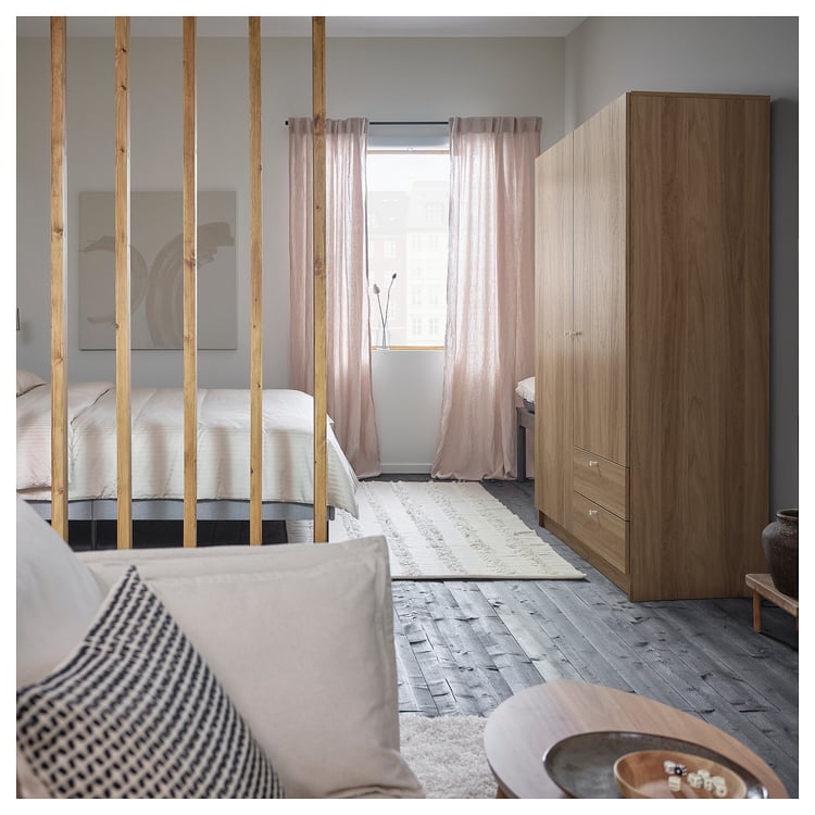 VILHATTEN wardrobe with 2 doors and 2 drawers, oak effect, 98x57x190 cm