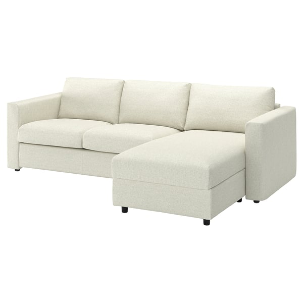 VIMLE 3-seat sofa, with chaise longue/Gunnared beige