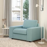 VIMLE Armchair, with wide armrests/Saxemara light blue