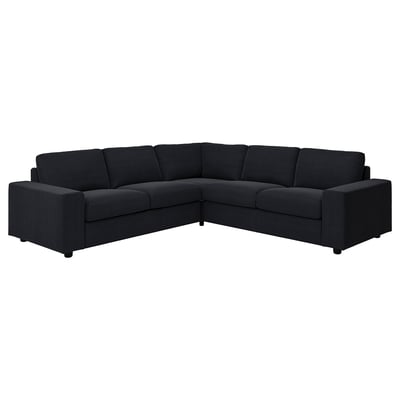 VIMLE Corner sofa, 4-seat, with wide armrests/Saxemara black-blue
