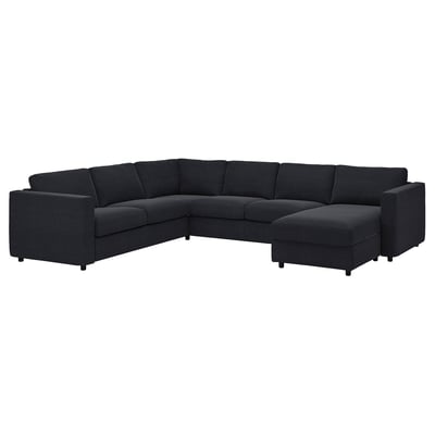 VIMLE Corner sofa, 5-seat w chaise longue, Saxemara black-blue