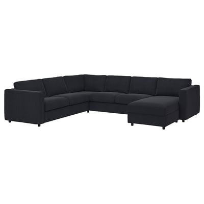 VIMLE Cvr crnr sofa, 5-seat w chaise lng, Saxemara black-blue