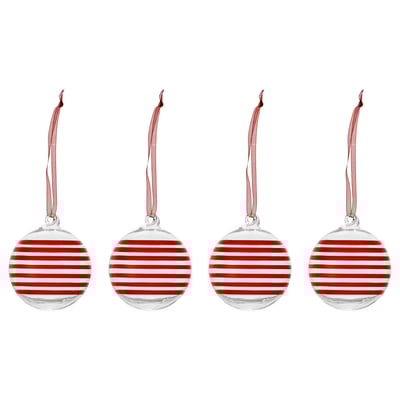 VINTERFINT Tree ornament, bauble clear glass/red, 6 cm