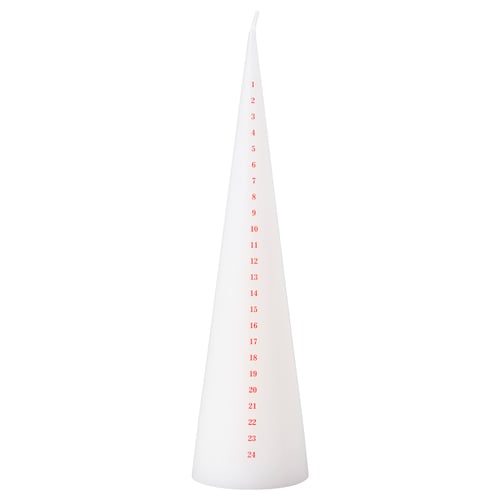 VINTERFINT Unscented pillar candle, calendar white/red, 25 cm