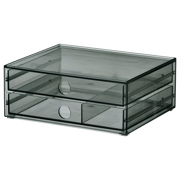 VISSLAÅN Mini chest with 2 drawers, grey, 23x19x9 cm