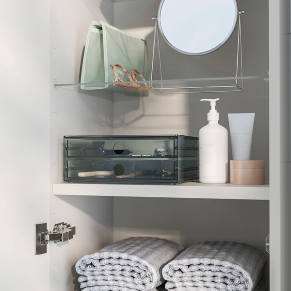 VISSLAÅN Mini chest with 2 drawers, grey, 23x19x9 cm