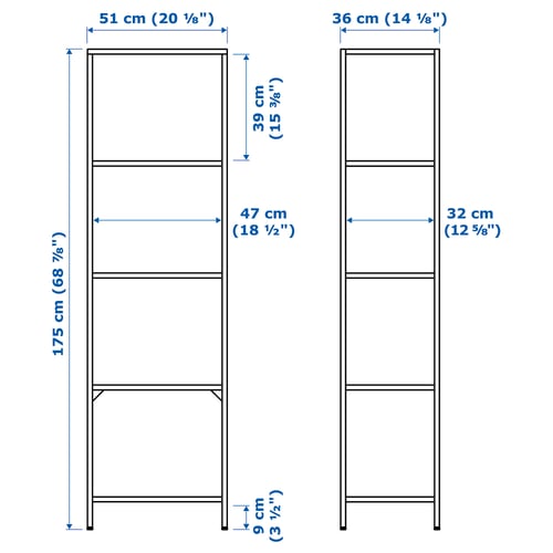 VITTSJÖ Shelving unit, black-brown/glass, 51x175 cm