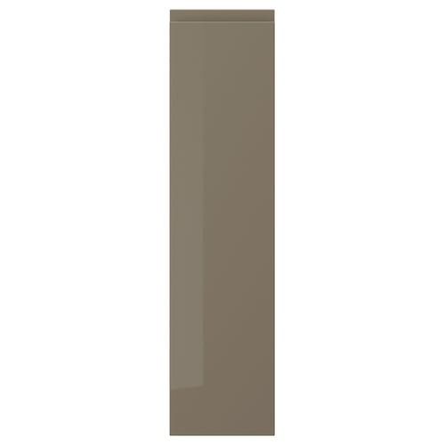 VOXTORP kitchen cabinet door, dark glossy rectangle with sleek, integrated handle.