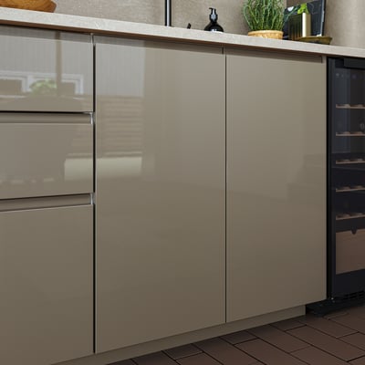 VOXTORP Door, high-gloss dark grey-brown, 60x80 cm