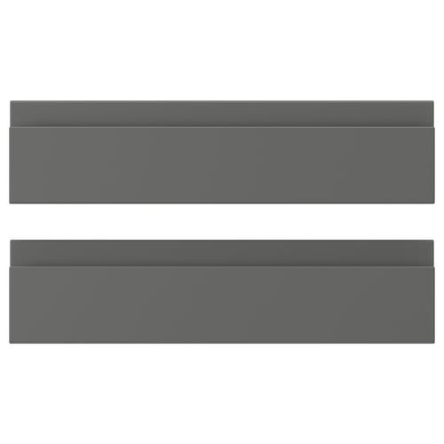 Dark grey matte drawer fronts, smooth with integrated handles, rectangular shape.