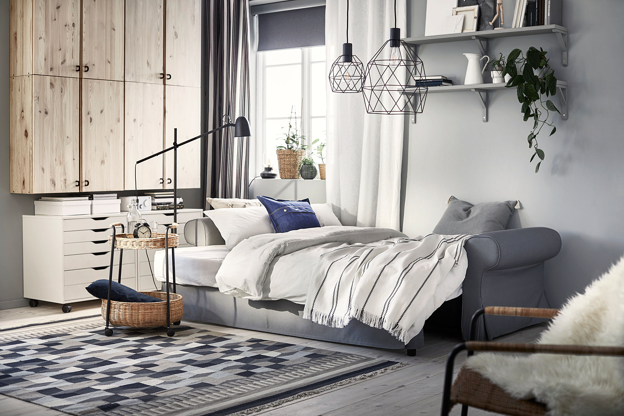 VRETSTORP كنبةسرير 3 مقاعد Remmarn رمادي فاتح IKEA