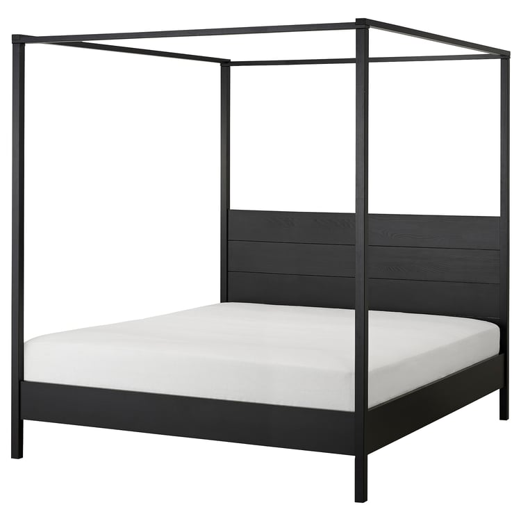 YTTERVÅG fourposter bed frame, black/Lönset, 180x200 cm IKEA