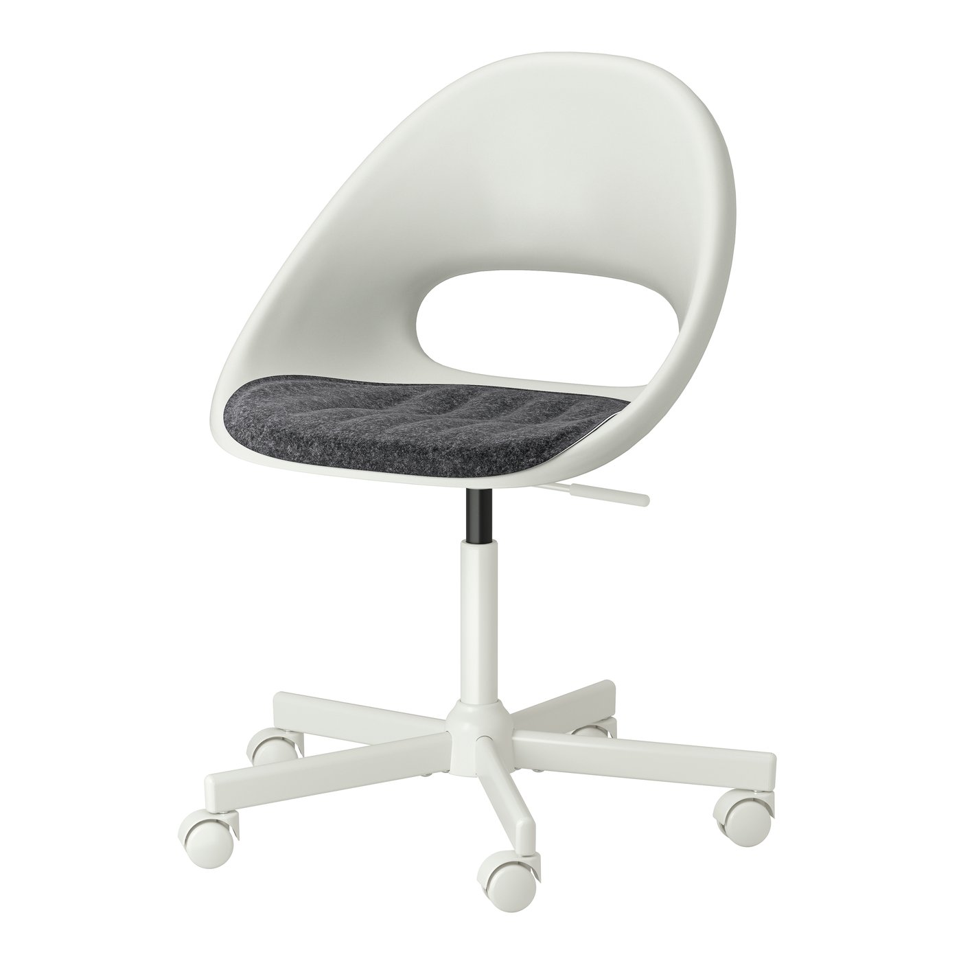 IKEA - LOBERGET/MALSKÄR Drehstuhl + Kissen, weiß/dunkelgrau