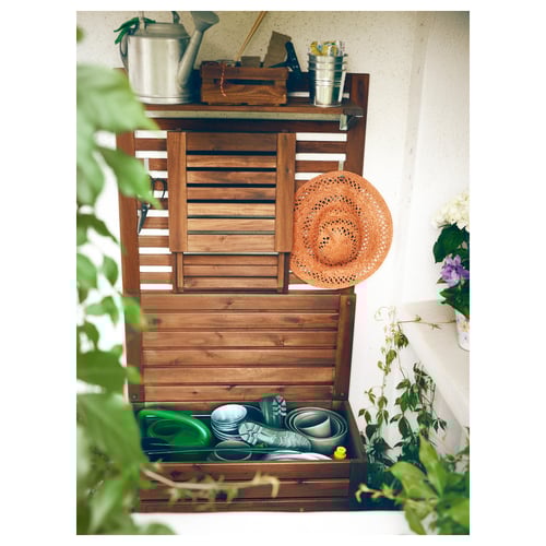 ÄPPLARÖ Bank+Wandpaneel mit Bord/außen - braun las. - IKEA Österreich