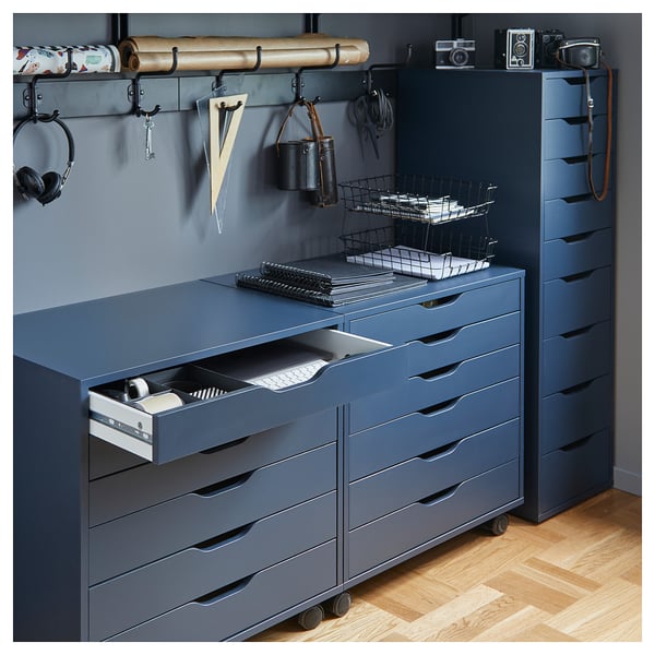 ALEX Schubladenelement auf Rollen - blau - IKEA