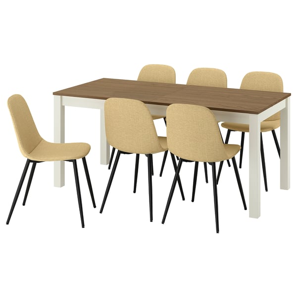 ÅLHULT / NORDMANSSKÄR Tisch und 6 Stühle, beige/braun/Letafors gelbbeige schwarz, 170/220x80 cm