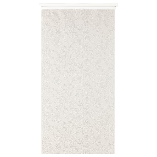 Beigefarbener Raumteilervorhang aus recyceltem Polyester mit Blattmuster.