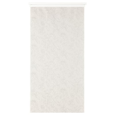 Beigefarbener Raumteilervorhang aus recyceltem Polyester mit Blattmuster.