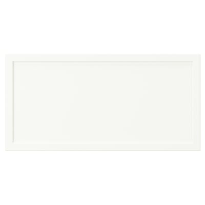 Eine ASPUDDEN-Schublade : weiß, rechteckig, aus Spanplatte und Faserplatte mit Kunststoffkanten, zur Aufbewahrung konzipiert.
